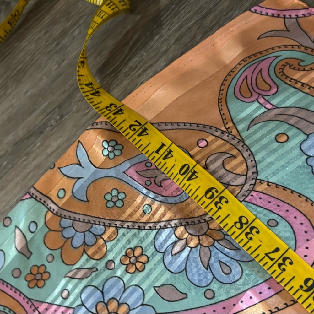 Vintage Sheer Paisley Scarf in Peach with Pastel Accents - Picture 5 of 5